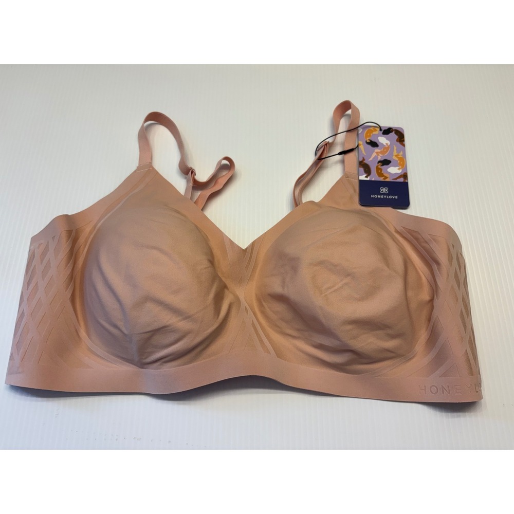 Honeylove Silhouette Bra Womens 2X Rose Tan Seamless Wireless LWBR0201 Lingerie